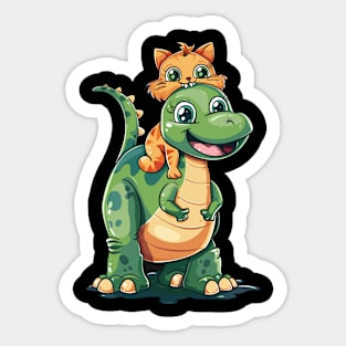 Cat Dinosaur Adventure Sticker